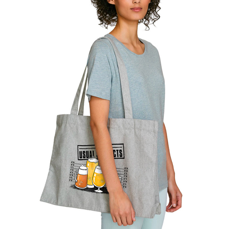 Grand sac shopping en toile recyclé gris chiné Usual Suspects Beer (Gondrax,Alcool,Détournements)