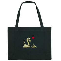 Grand sac shopping en toile recyclé noir Coup de foudre (Laul,Animaux,Humour)