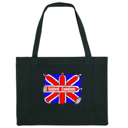 Grand sac shopping en toile recyclé noir United Condom (Laul,Humour)