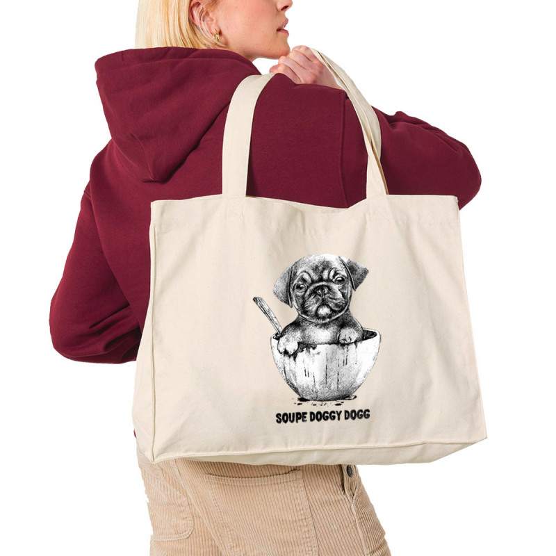 Grand sac shopping en toile recyclé naturel Soupe Doggy Dog (Gondrax,Animaux,Humour)