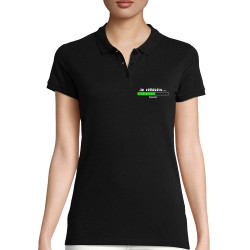 Polo femme coton bio noir Je réfléchis Patientez (Gondrax,Jeux Vidéo / Geek,Humour,Des chiffres et des lettres,Devoirs de vacanc