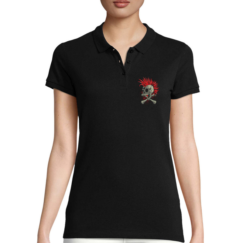 Polo femme coton bio noir Iroskull (Simon,Têtes de morts,Rock & Punk)