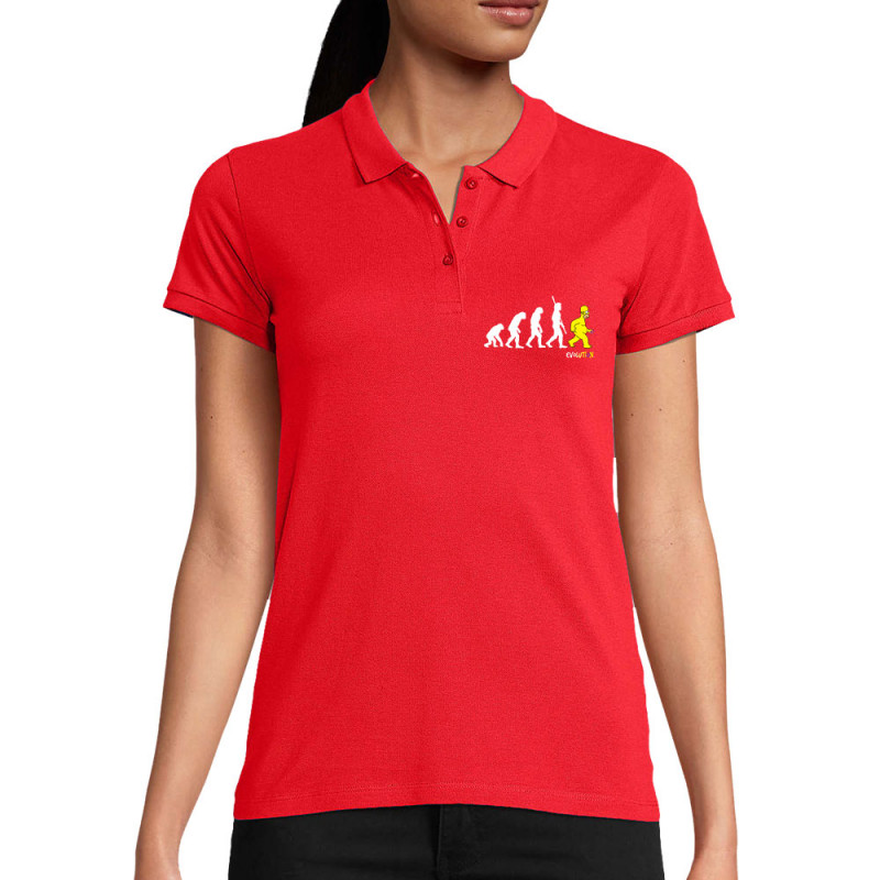 Polo femme coton bio rouge Evolution Homer Simpson (Gondrax,Films/Séries,Humour,Evolution)