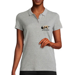 Polo femme coton bio gris chiné Just Do Nothing Paresseux (Gondrax,Animaux,Humour,Paresse)