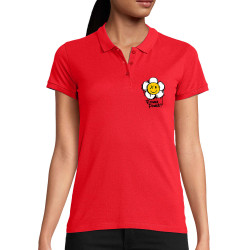 Polo femme coton bio rouge Flower Power (Gondrax,Humour,Divers)