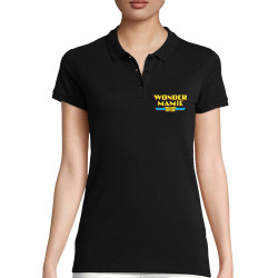 Polo femme coton bio noir Wonder Mamie (Gondrax,Humour,Détournements,Papa Maman Papy Mamie,Fête des mères)