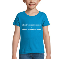 T-shirt fillette bleu azur Désolé pour le dérangement (homme) (Gondrax,Slogans engagés)