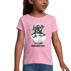 T-shirt fillette rose Soupe Doggy Dog (Gondrax,Animaux,Humour)