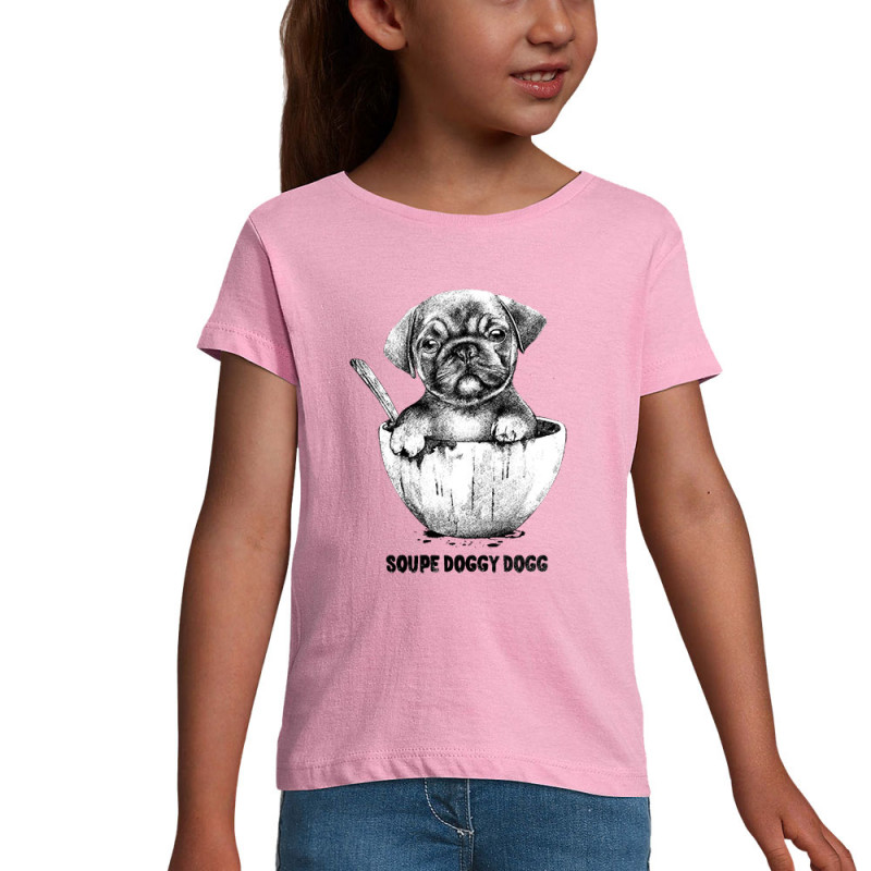 T-shirt fillette rose Soupe Doggy Dog (Gondrax,Animaux,Humour)