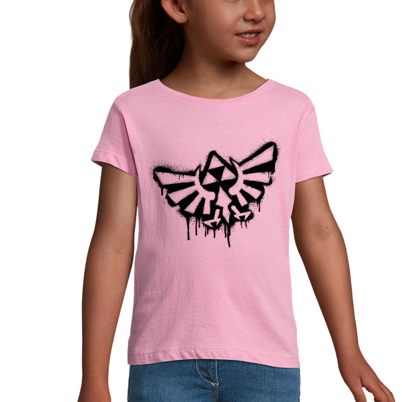 T-shirt fillette rose Triforce Spray (Gondrax,Jeux Vidéo / Geek)