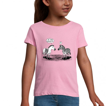 T-shirt fillette rose Zèbres évolution (Gondrax,Humour,Animaux)