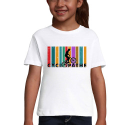 T-shirt fillette blanc Cyclopathe (Gondrax,Vélo)