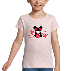 T-shirt fillette rose pale Samouraï Girl (Fantine,Manga Kawaï japan)