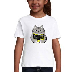 T-shirt fillette blanc Les humains pour les nuls (Gondrax,Animaux,Chats,Humour,Devoirs de vacances)