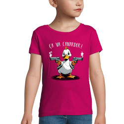 T-shirt fillette rose fushia Ca va canarder (Gondrax,Animaux,Humour)