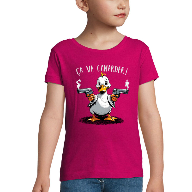 T-shirt fillette rose fushia Ca va canarder (Gondrax,Animaux,Humour)