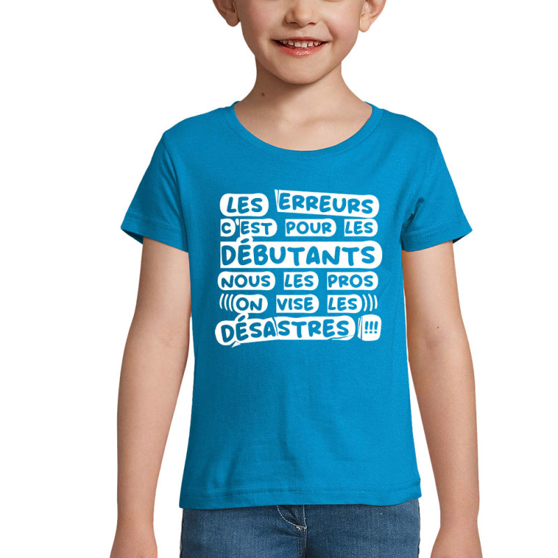 T-shirt fillette bleu azur Les erreurs (Zewa,Slogans Débiles)