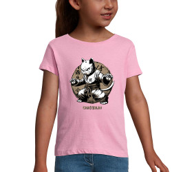 T-shirt fillette rose Cha(t)olin (Gondrax,Animaux,Humour,Chats)