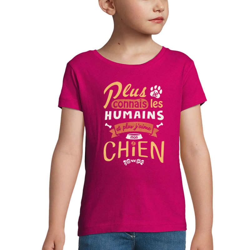 T-shirt fillette rose fushia Mon chien (Le Duc,Animaux,Slogans Débiles)
