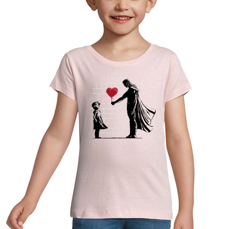T-shirt fillette rose pale Banksy Superman (Le Duc,Musée,Films/Séries)