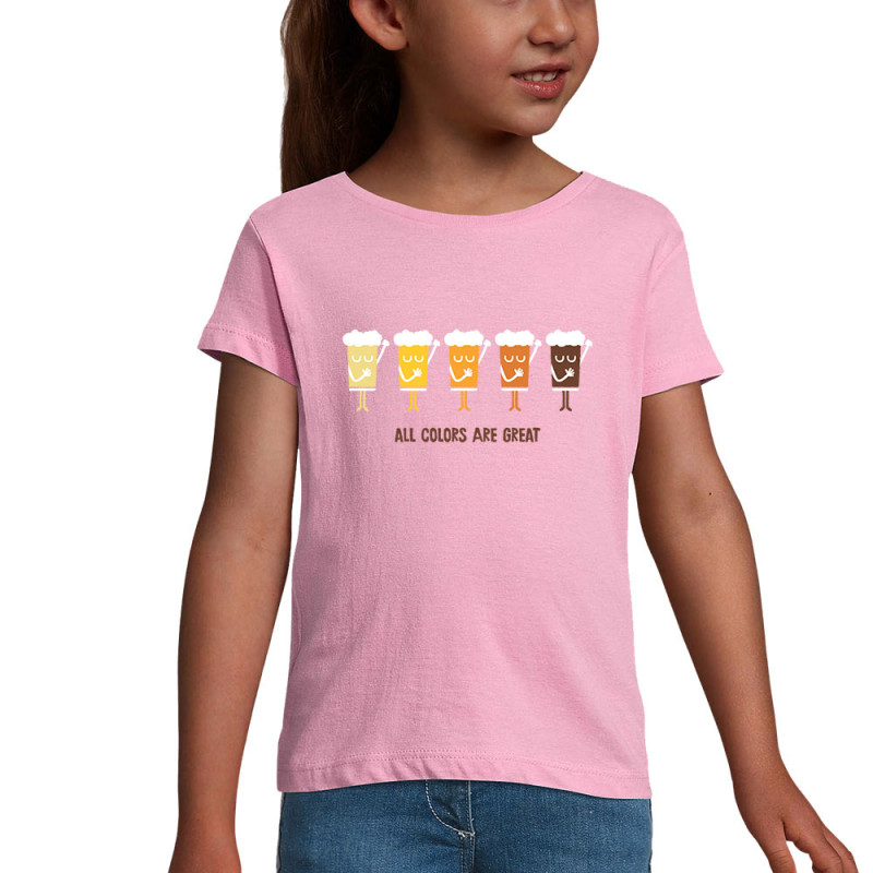 T-shirt fillette rose All Colors are great (Alex Kidd,Alcool,Slogans engagés)