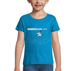 T-shirt fillette bleu azur Rebêêêêêllion (Mr Mouton,Animaux,Humour)