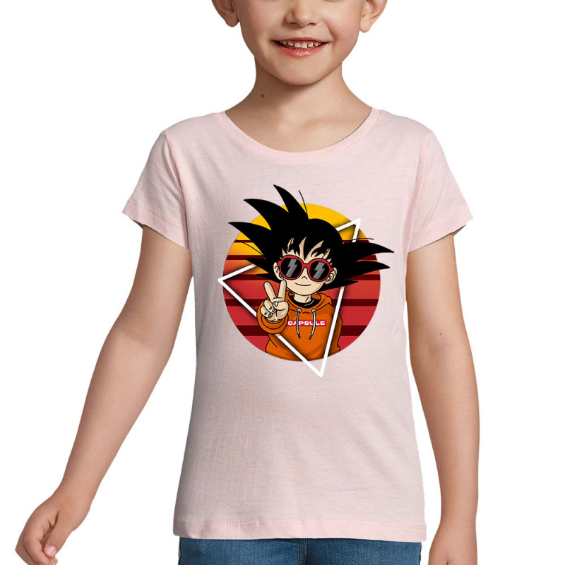T-shirt fillette rose pale Rad Goku (Films/Séries,Manga Kawaï japan)