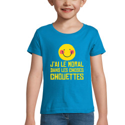 T-shirt fillette bleu azur Le moral dans les choses chouettes (Andy,Humour)