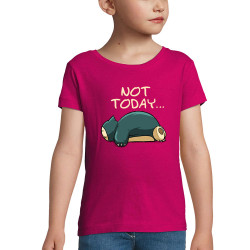 T-shirt fillette rose fushia Not Today (Le Duc,Animaux,Humour,Chats,Manga Kawaï japan)