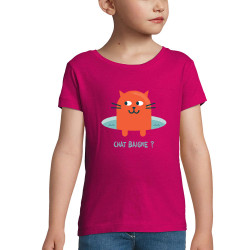 T-shirt fillette rose fushia Chat baigne ? (Alex Kidd,Animaux,Humour,Chats)