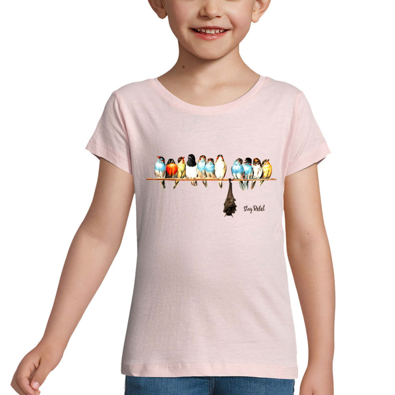 T-shirt fillette rose pale Stay Rebel couleurs (Gondrax,Animaux,Humour)