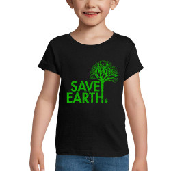 T-shirt fillette noir Save Earth (Ecologie)