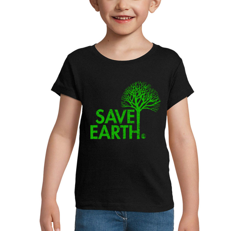 T-shirt fillette noir Save Earth (Ecologie)