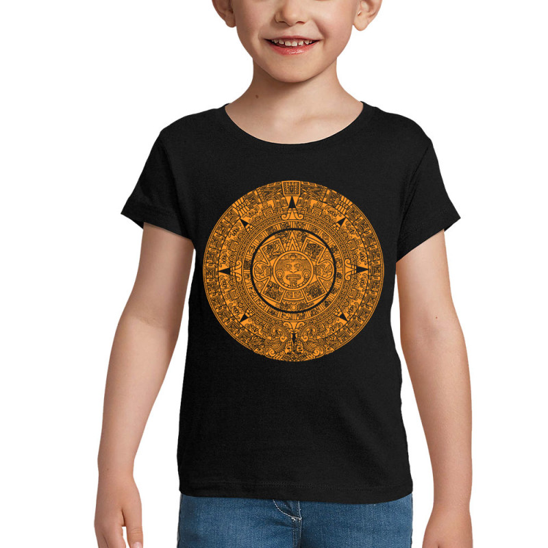 T-shirt fillette noir Calendrier Aztèque (Ethnique)