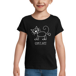 T-shirt fillette noir Chat GPT (Gondrax,Animaux,Humour,Jeux Vidéo / Geek,Chats)