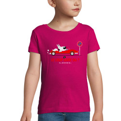 T-shirt fillette rose fushia Le Loup se gare où (Pandaluna,Animaux,Humour)