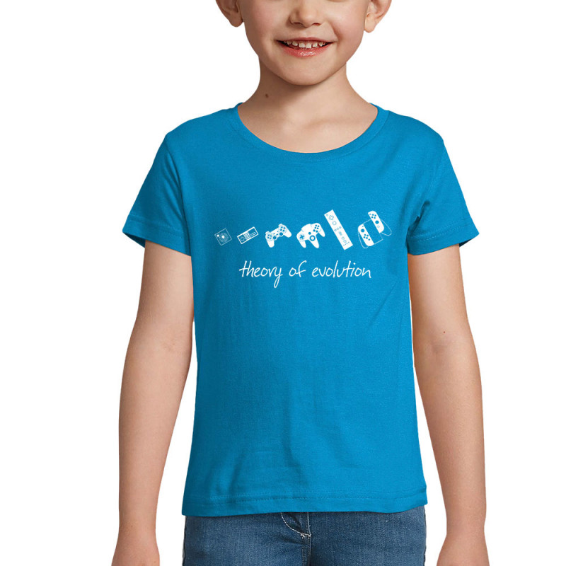 T-shirt fillette bleu azur Theory of Evolution (Trabe,Jeux Vidéo / Geek,Révolution,Evolution)