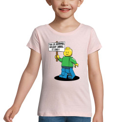 T-shirt fillette rose pale Libres et Légo (Humour,Slogans Débiles,Gondrax)