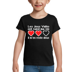 T-shirt fillette noir Les jeux vidéo ont ruiné ma vie (Humour,Jeux Vidéo / Geek)