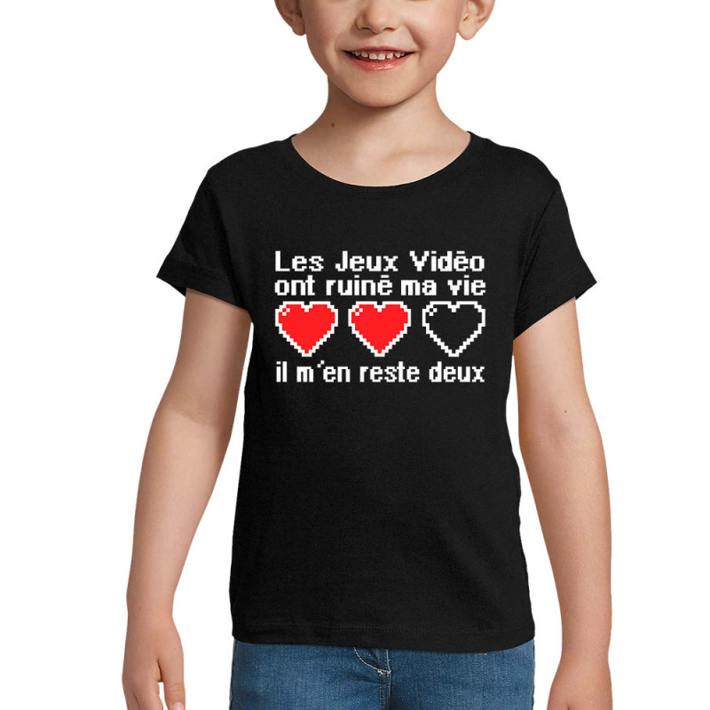 T-shirt fillette noir Les jeux vidéo ont ruiné ma vie (Humour,Jeux Vidéo / Geek)