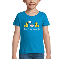 T-shirt fillette bleu azur Conflit de canards (Animaux,Humour,El Zorro)