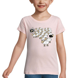 T-shirt fillette rose pale Moutons (Gondrax,Humour,Slogans engagés,Animaux)