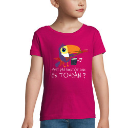 T-shirt fillette rose fushia Fini ce toucan (Andy,Animaux,Humour)