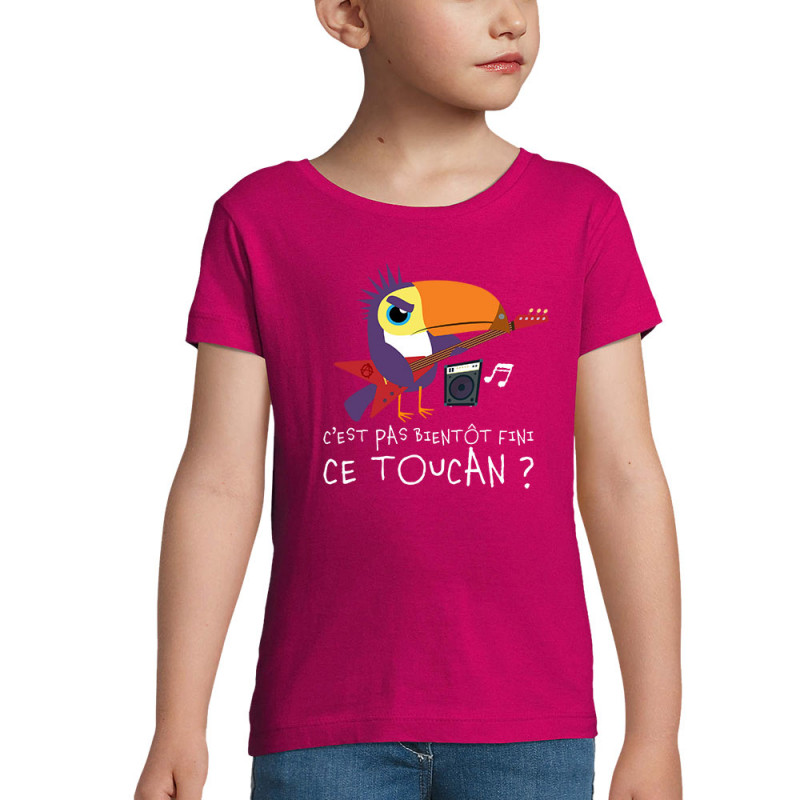 T-shirt fillette rose fushia Fini ce toucan (Andy,Animaux,Humour)