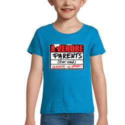 T-shirt fillette bleu azur A vendre parents (Gondrax,Humour)