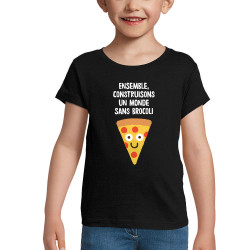 T-shirt fillette noir Construisons un monde sans brocoli (Alex Kidd,Fruits & Légumes,Humour)