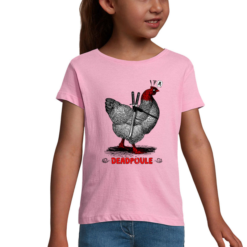 T-shirt fillette rose Deadpoule (Gondrax,Les Bébêtes,Animaux,Humour,Films/Séries)