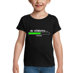 T-shirt fillette noir Je réfléchis Patientez (Gondrax,Jeux Vidéo / Geek,Humour,Des chiffres et des lettres,Devoirs de vacances)