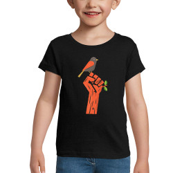 T-shirt fillette noir Résiste (Alex Kidd,Ecologie)