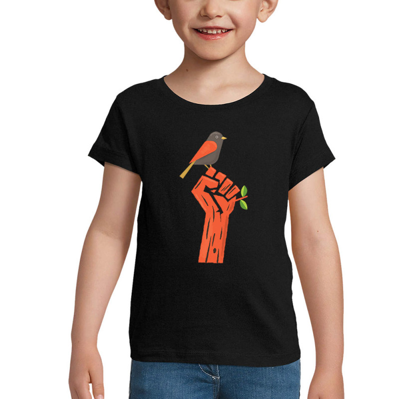 T-shirt fillette noir Résiste (Alex Kidd,Ecologie)